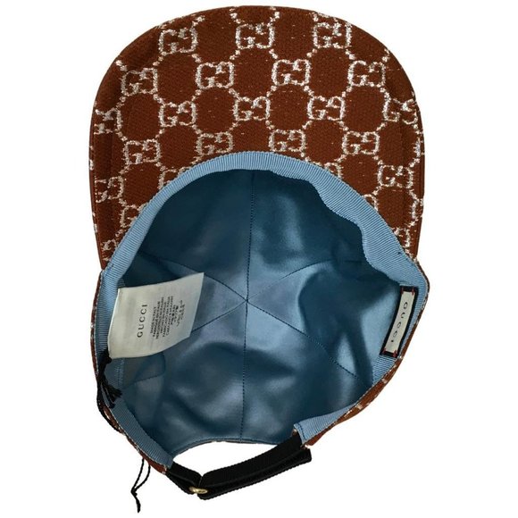 Gucci Women's Monogram GG Wool Blend Hat Strap Adjustable Brown Color Sz M, L - Picture 7 of 11